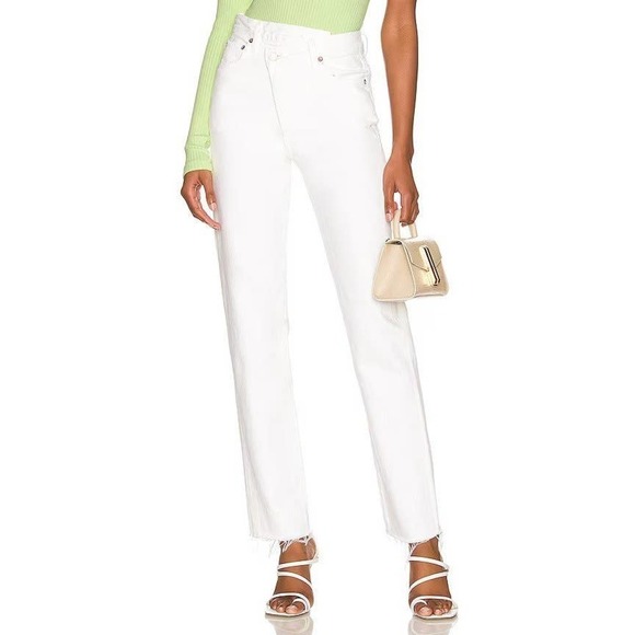 AGOLDE Straight Leg Criss Cross Denim Jeans White Women's Size 31 NWOT